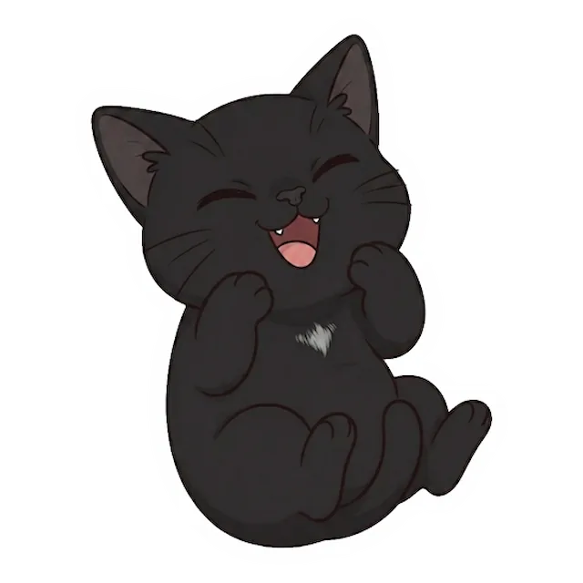 Custom black cat sticker in a different pose (example 1)