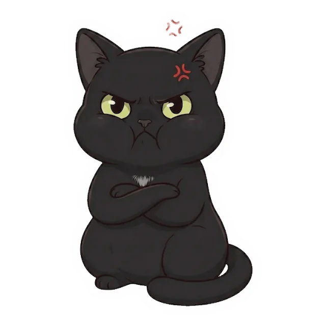 Custom black cat sticker in a different pose (example 2)