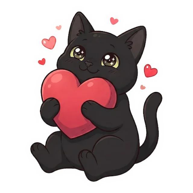 Custom black cat sticker in a different pose (example 3)
