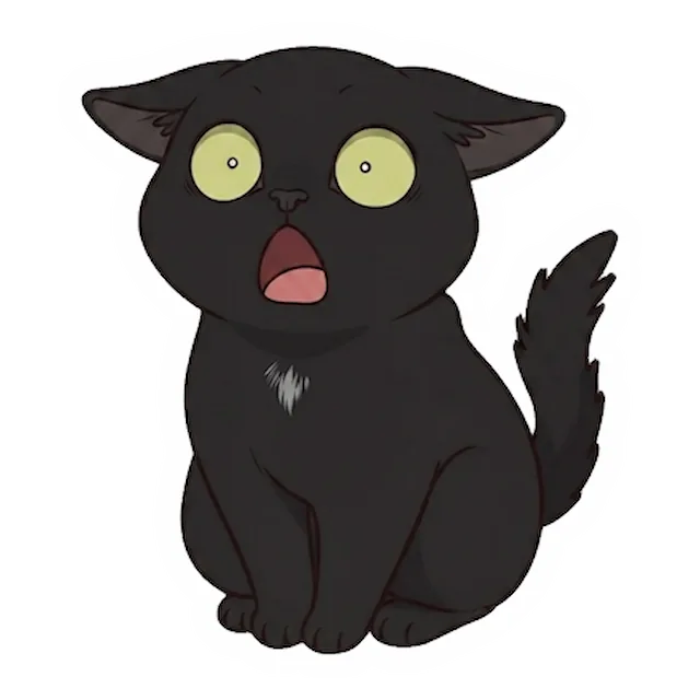Custom black cat sticker in a different pose (example 4)
