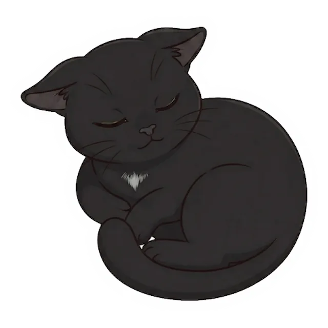 Custom black cat sticker in a different pose (example 6)