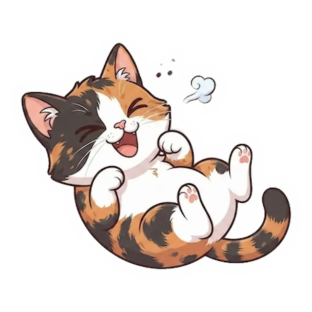 Custom calico cat sticker in a different pose (example 1)