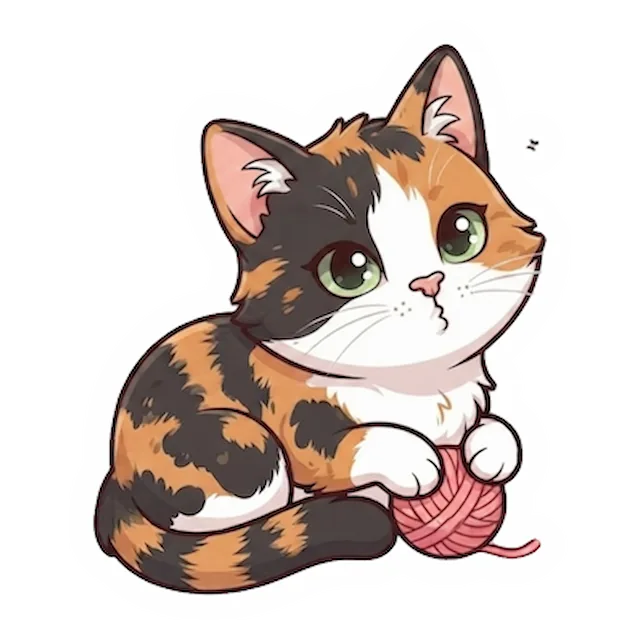 Custom calico cat sticker in a different pose (example 2)