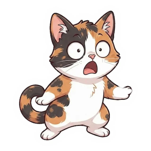 Custom calico cat sticker in a different pose (example 3)