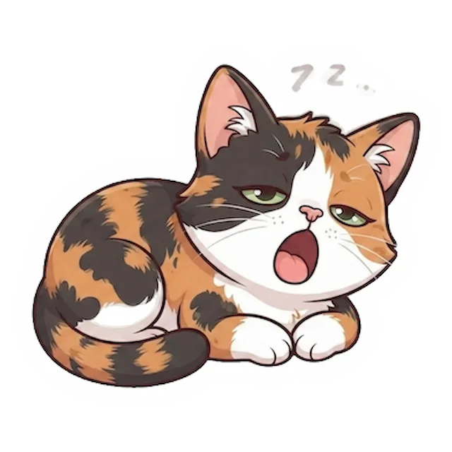Custom calico cat sticker in a different pose (example 4)