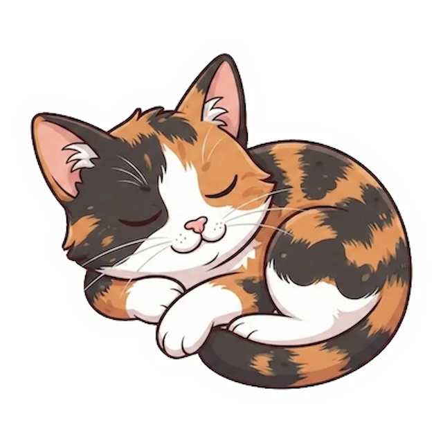 Custom calico cat sticker in a different pose (example 5)