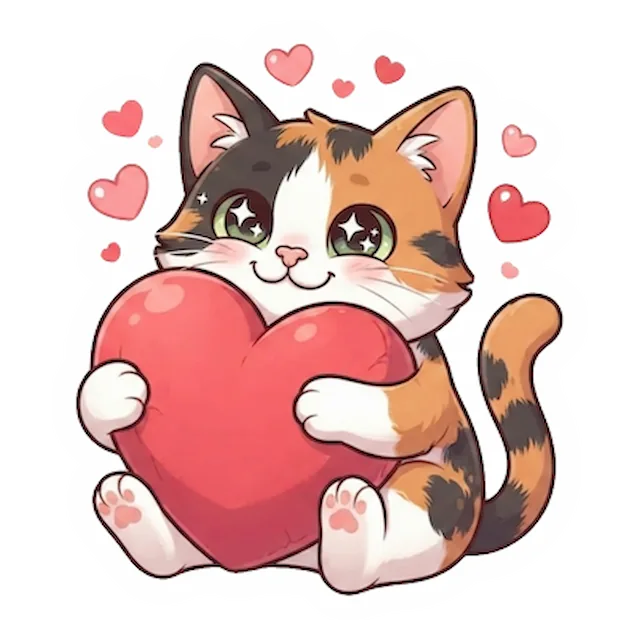 Custom calico cat sticker in a different pose (example 6)