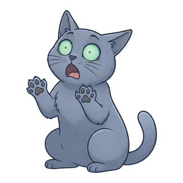 Custom grey cat sticker in a different pose (example 1)
