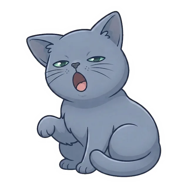 Custom grey cat sticker in a different pose (example 2)