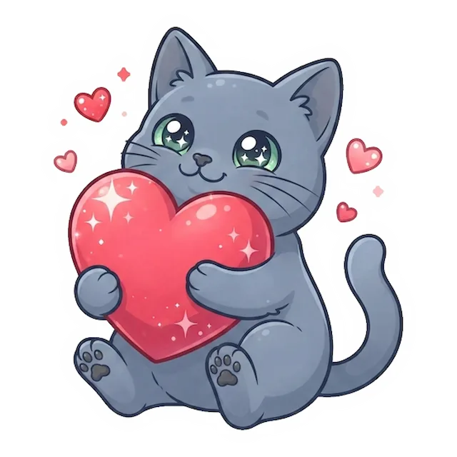 Custom grey cat sticker in a different pose (example 4)