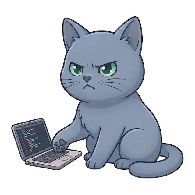 Custom grey cat sticker in a different pose (example 6)