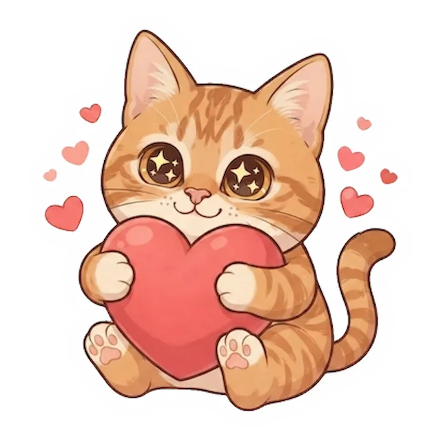 Custom orange tabby cat sticker in a different pose (example 3)