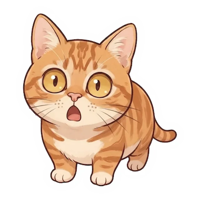 Custom orange tabby cat sticker in a different pose (example 4)