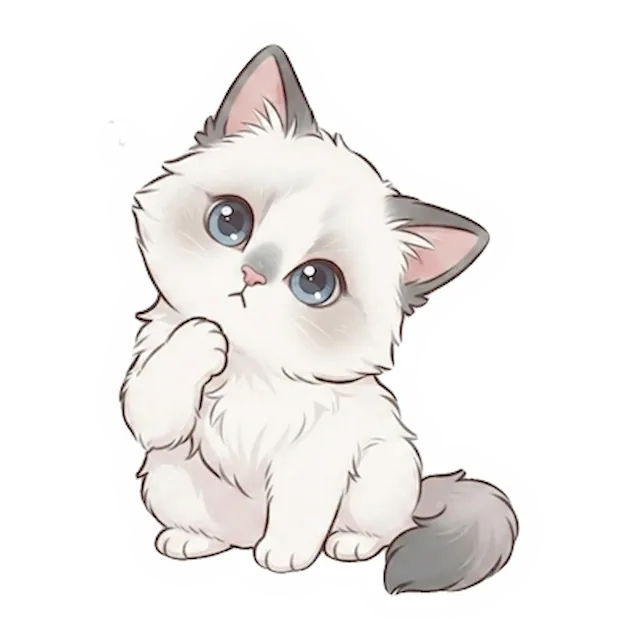 Custom Ragdoll cat sticker in a different pose (example 1)