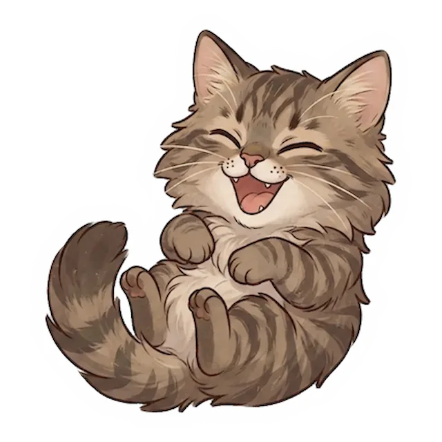 Custom tabby cat sticker in a different pose (example 1)