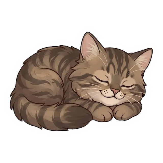 Custom tabby cat sticker in a different pose (example 5)