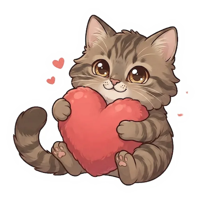 Custom tabby cat sticker in a different pose (example 6)