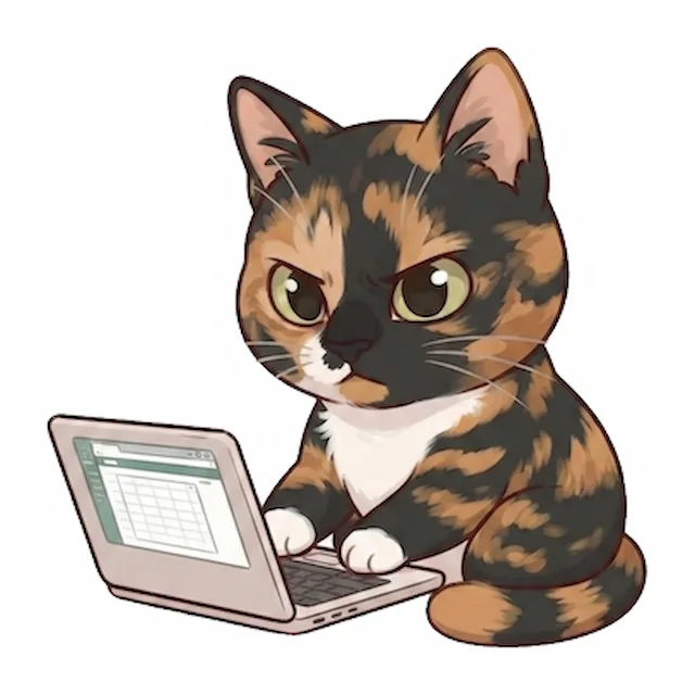 Custom tortoiseshell cat sticker in a different pose (example 6)