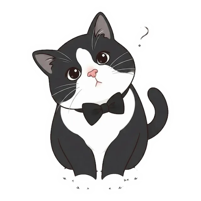 Custom tuxedo cat sticker in a different pose (example 1)