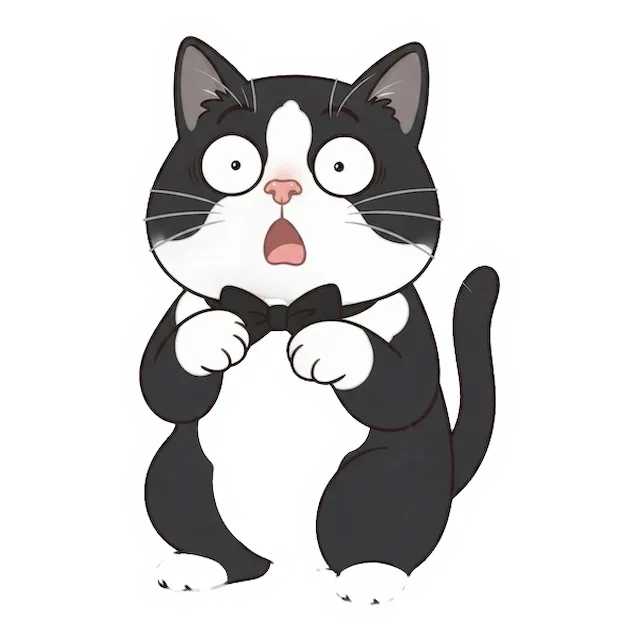 Custom tuxedo cat sticker in a different pose (example 2)