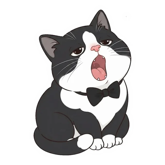 Custom tuxedo cat sticker in a different pose (example 3)