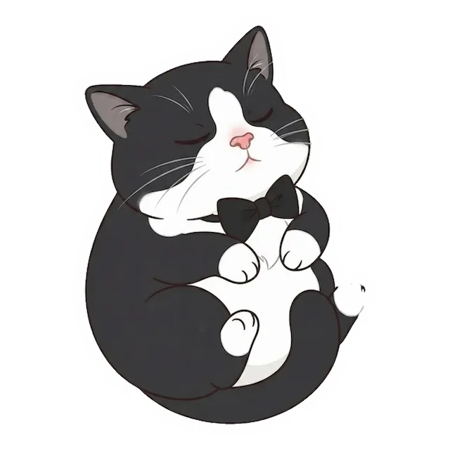 Custom tuxedo cat sticker in a different pose (example 4)