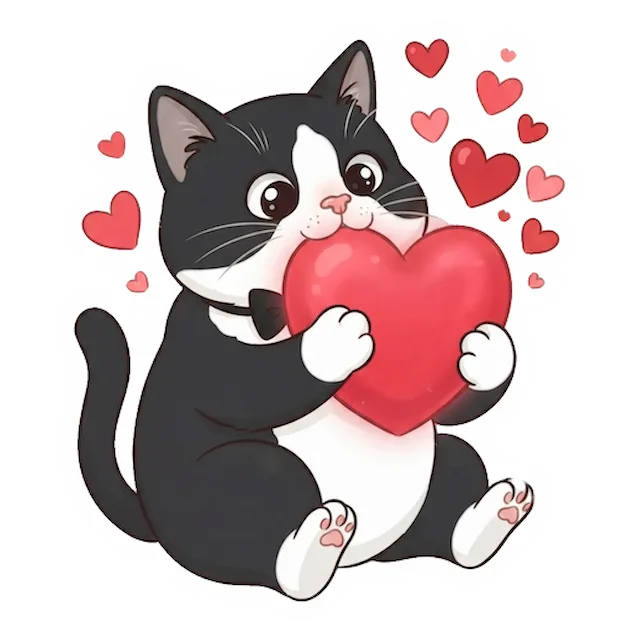 Custom tuxedo cat sticker in a different pose (example 5)