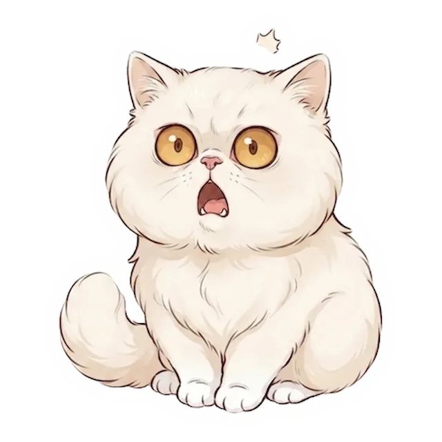 Custom white cat sticker in a different pose (example 1)