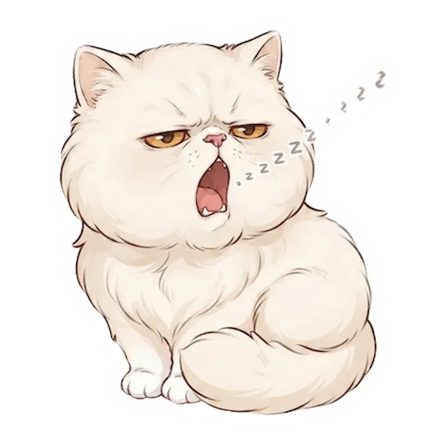 Custom white cat sticker in a different pose (example 2)