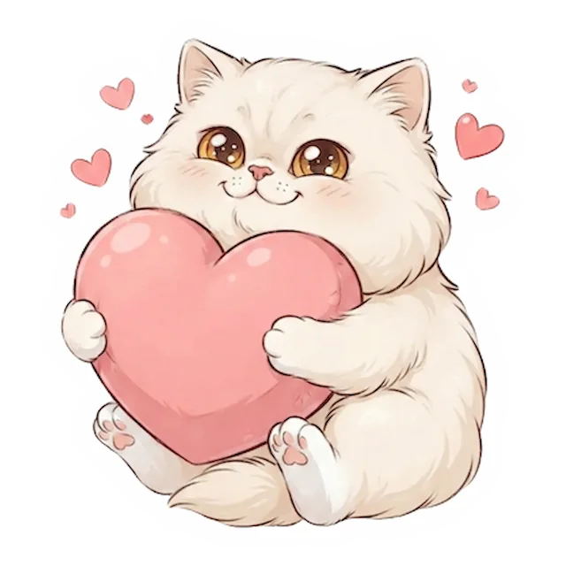Custom white cat sticker in a different pose (example 4)