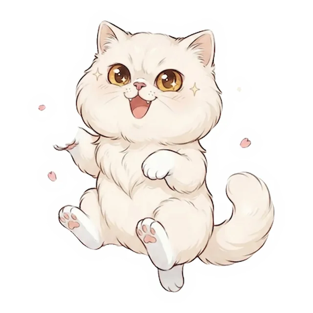 Custom white cat sticker in a different pose (example 5)