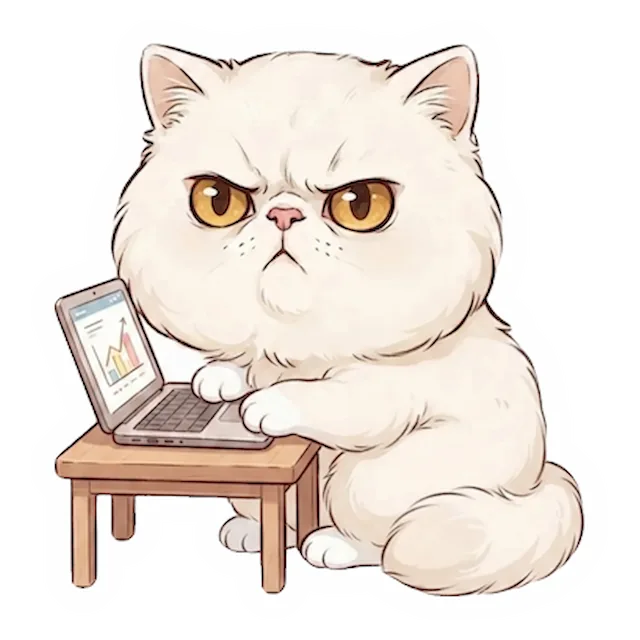 Custom white cat sticker in a different pose (example 6)